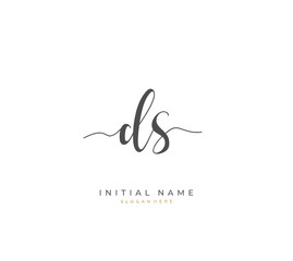Handwritten letter D S DS for identity and logo. Vector logo template with handwriting and signature style.