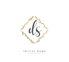 Handwritten letter D S DS for identity and logo. Vector logo template with handwriting and signature style.