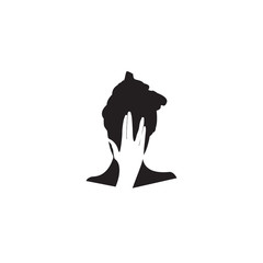 Fototapeta premium Simple modern negative space logo design of hand and woman face for your brand idea or identity.