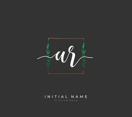 Handwritten letter A R AR for identity and logo. Vector logo template with handwriting and signature style.