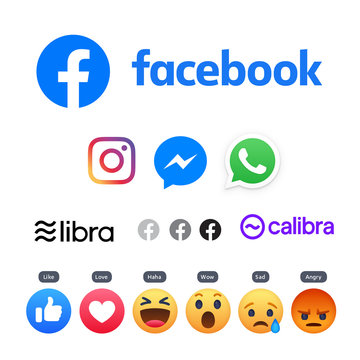 Facebook logo new blue circle icon emoji libra instagram, whatsapp