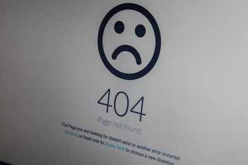 Computer 404 error failure concept. Business laptop or office notebook computer PC
