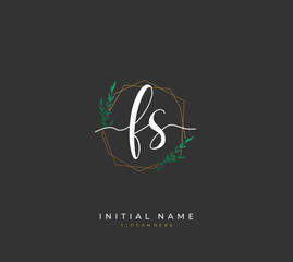 Handwritten letter F S FS for identity and logo. Vector logo template with handwriting and signature style.