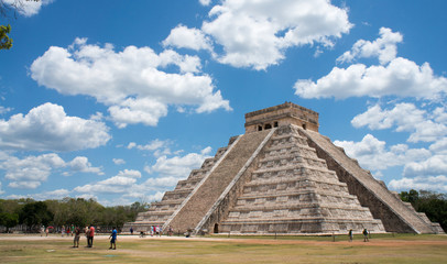 Chichen Itza was a large pre-Columbian city built by the Maya people of the Terminal Classic period. The archaeological site is located in Tinúm Municipality, Yucatan State, Mexico.