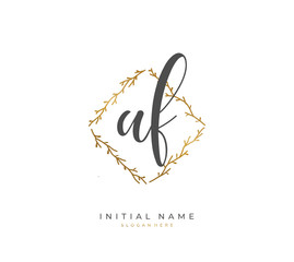 Handwritten letter A F AF for identity and logo. Vector logo template with handwriting and signature style.