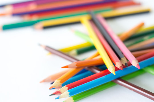  image - school supplies - colorful pencils -  unorganized