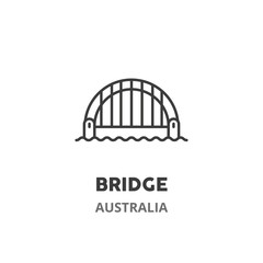 Bridge thin line icon. Australian symbol, vector illustration, isolated on white background.