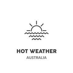Hot Weather thin line icon. Australian symbol, vector illustration, isolated on white background. .