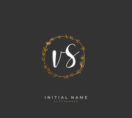 Handwritten letter V S VS for identity and logo. Vector logo template with handwriting and signature style.