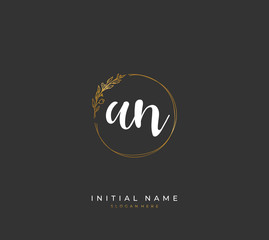 Handwritten letter A N AN for identity and logo. Vector logo template with handwriting and signature style.