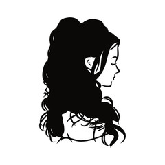 silhouette of girl with long hair
