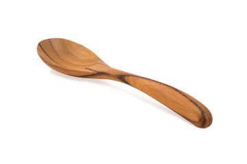 Close-up of Wood spoon isolated on white background. with clipping path.