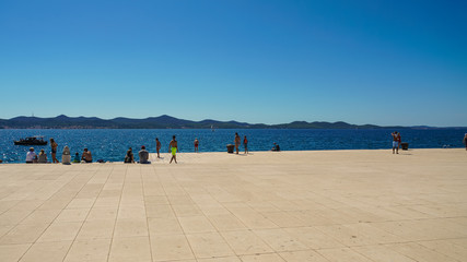 The promenade of Zadar, a marine organ. The embankment is designed with cavities and holes, the surf of the sea together with the wind give rise to sound