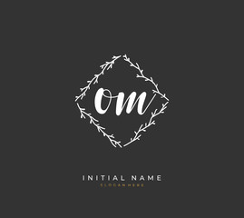 Handwritten letter O M OM for identity and logo. Vector logo template with handwriting and signature style.