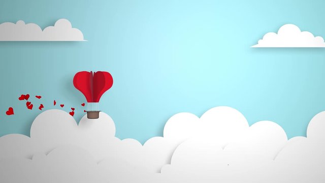 cute valentines day background 3d paper style 