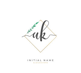 Handwritten letter A K AK for identity and logo. Vector logo template with handwriting and signature style.