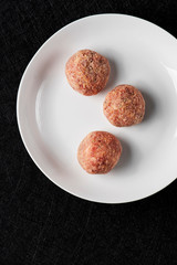 raw homemade meatballs