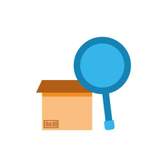 Isolated delivery box and lupe vector design