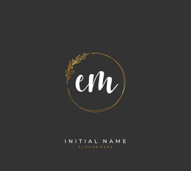 Handwritten letter E M EM for identity and logo. Vector logo template with handwriting and signature style.