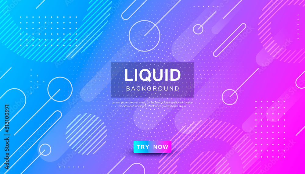 Fototapete gradient liquid color background. dynamic textured geometric element design with dots decoration.