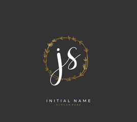 Handwritten letter J S JS for identity and logo. Vector logo template with handwriting and signature style.