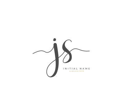 Handwritten letter J S JS for identity and logo. Vector logo template with handwriting and signature style.