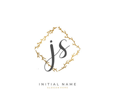 Handwritten letter J S JS for identity and logo. Vector logo template with handwriting and signature style.