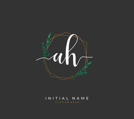 Handwritten letter A H AH for identity and logo. Vector logo template with handwriting and signature style.