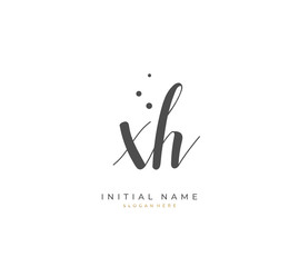Handwritten letter X H XH for identity and logo. Vector logo template with handwriting and signature style.