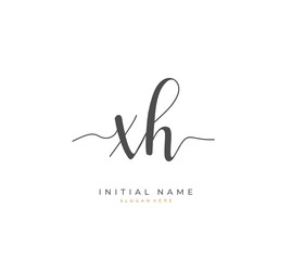 Handwritten letter X H XH for identity and logo. Vector logo template with handwriting and signature style.