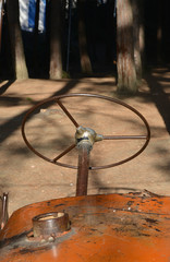 old and antique tractor detail