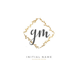 Handwritten letter G M GM for identity and logo. Vector logo template with handwriting and signature style.