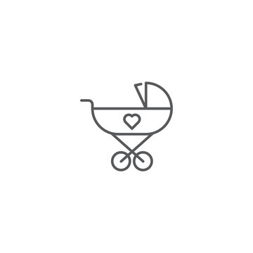 Baby stroller vector icon symbol tool isolated on white background