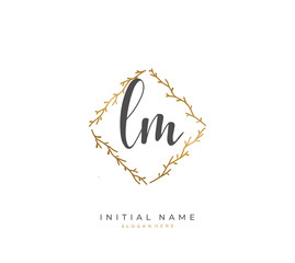 Handwritten letter L M LM for identity and logo. Vector logo template with handwriting and signature style.