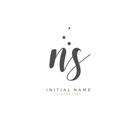 Handwritten letter N S NS for identity and logo. Vector logo template with handwriting and signature style.