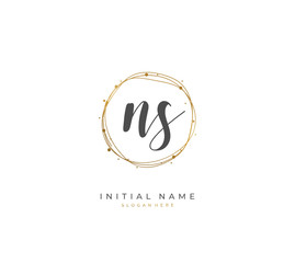 Fototapeta premium Handwritten letter N S NS for identity and logo. Vector logo template with handwriting and signature style.