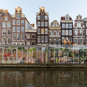 Amsterdam Floating Flower Market And Singel Canal