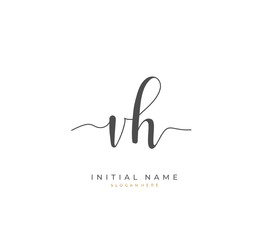 Handwritten letter V H VH for identity and logo. Vector logo template with handwriting and signature style.
