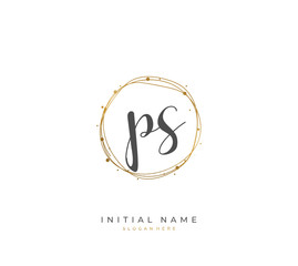 Handwritten letter P S PS for identity and logo. Vector logo template with handwriting and signature style.