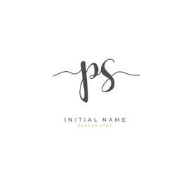 Handwritten letter P S PS for identity and logo. Vector logo template with handwriting and signature style.
