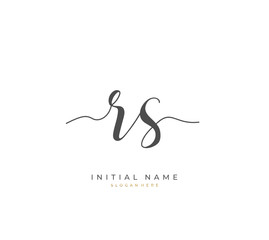 Handwritten letter R S RS for identity and logo. Vector logo template with handwriting and signature style.