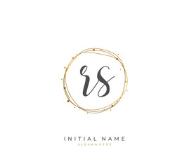 Handwritten letter R S RS for identity and logo. Vector logo template with handwriting and signature style.