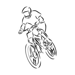 Fototapeta na wymiar sketch of a biker, mountain bike 