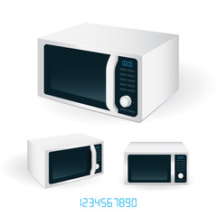 Obraz premium Microwave oven. Realistic microwave oven illustrations isolated on white background. Part of set.