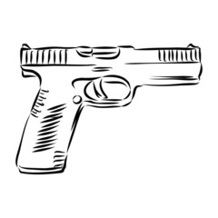 hand drawn vector illustration, gun pistol 