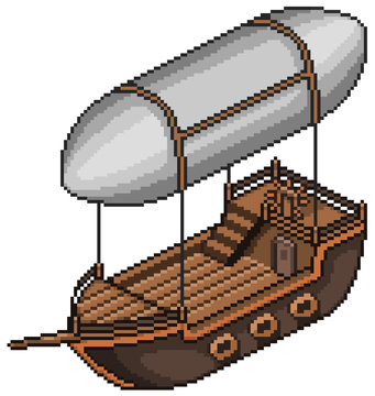 Pixel art flying ship transport for 8bit game