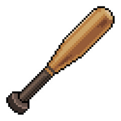 Pixel art baseball bat game icon, 8bit 16bit