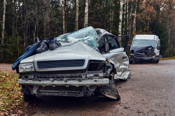Obraz na płótnie Canvas car after serious accident on a road