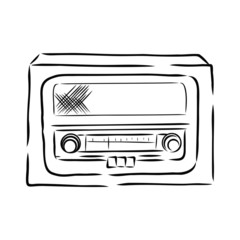 old radio isolated on white background