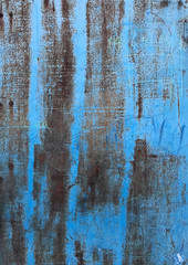 Fototapeta na wymiar Beautiful abstract grunge decorative texture. Blue and brown wall with peeled paint close up.